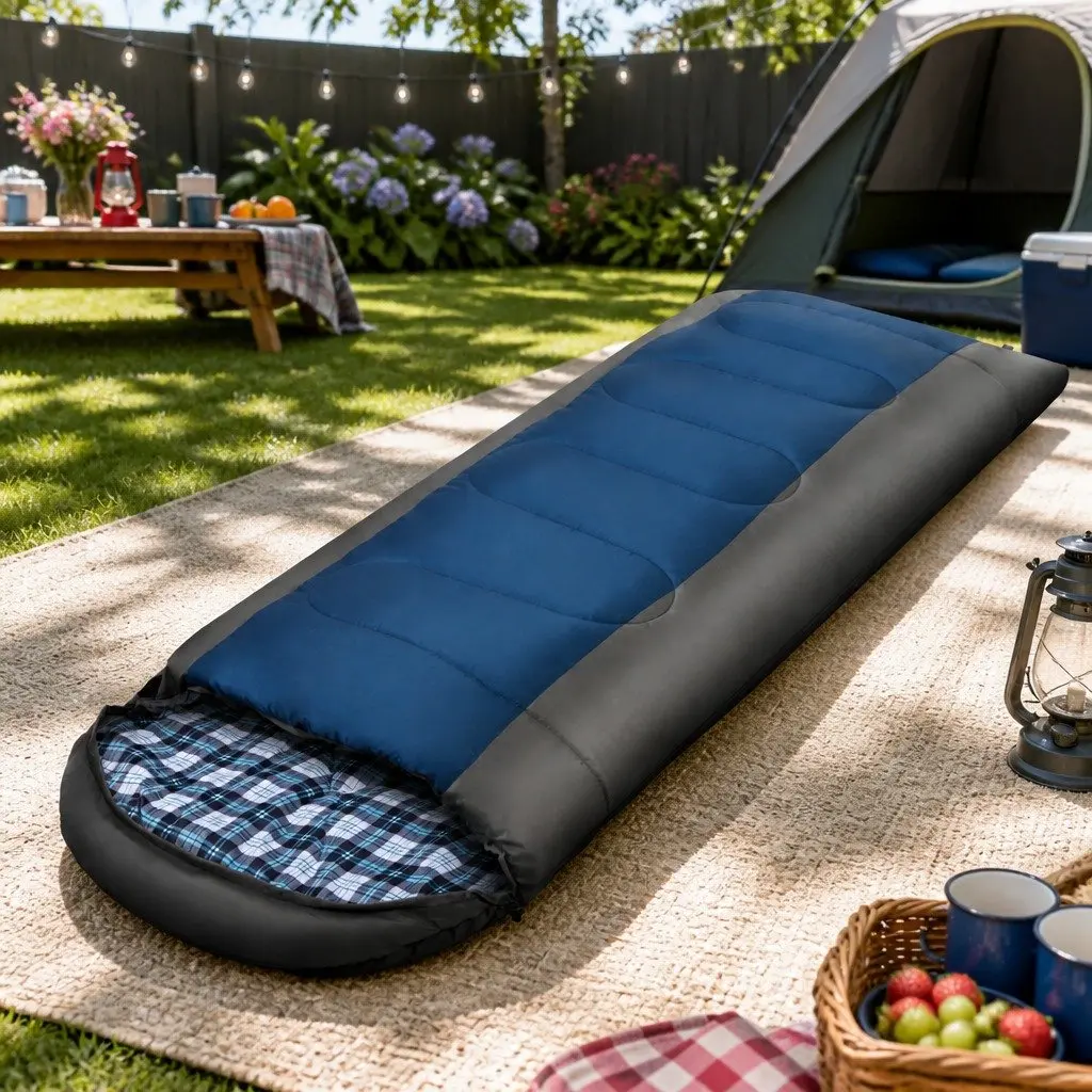 Single Sleeping Bag Thermal Camping Hiking Outdoor -20°C Temperature Navy Grey