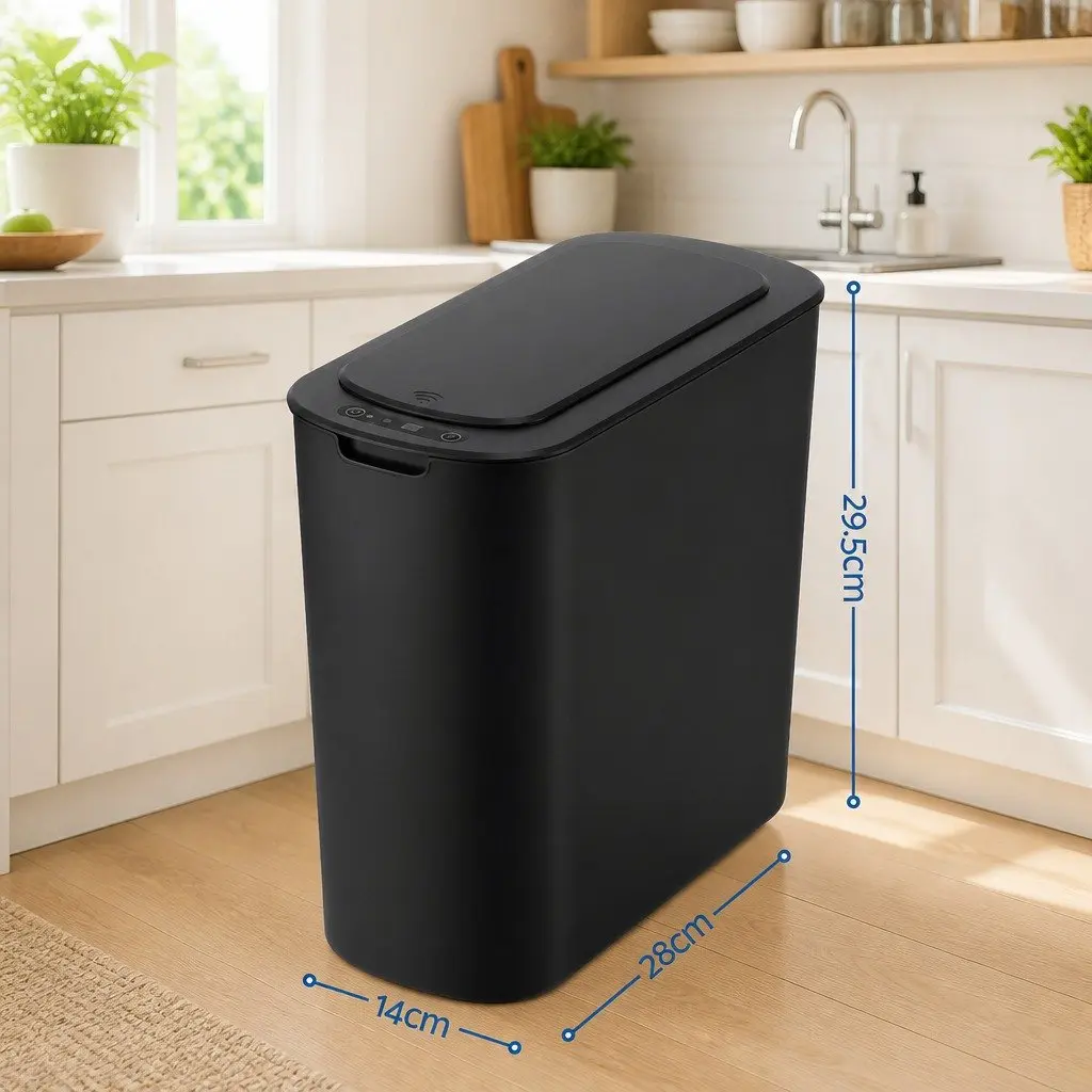 Automatic Motion Sensor Trash Bin 11L Black Kitchen Rubbish Can Touchless