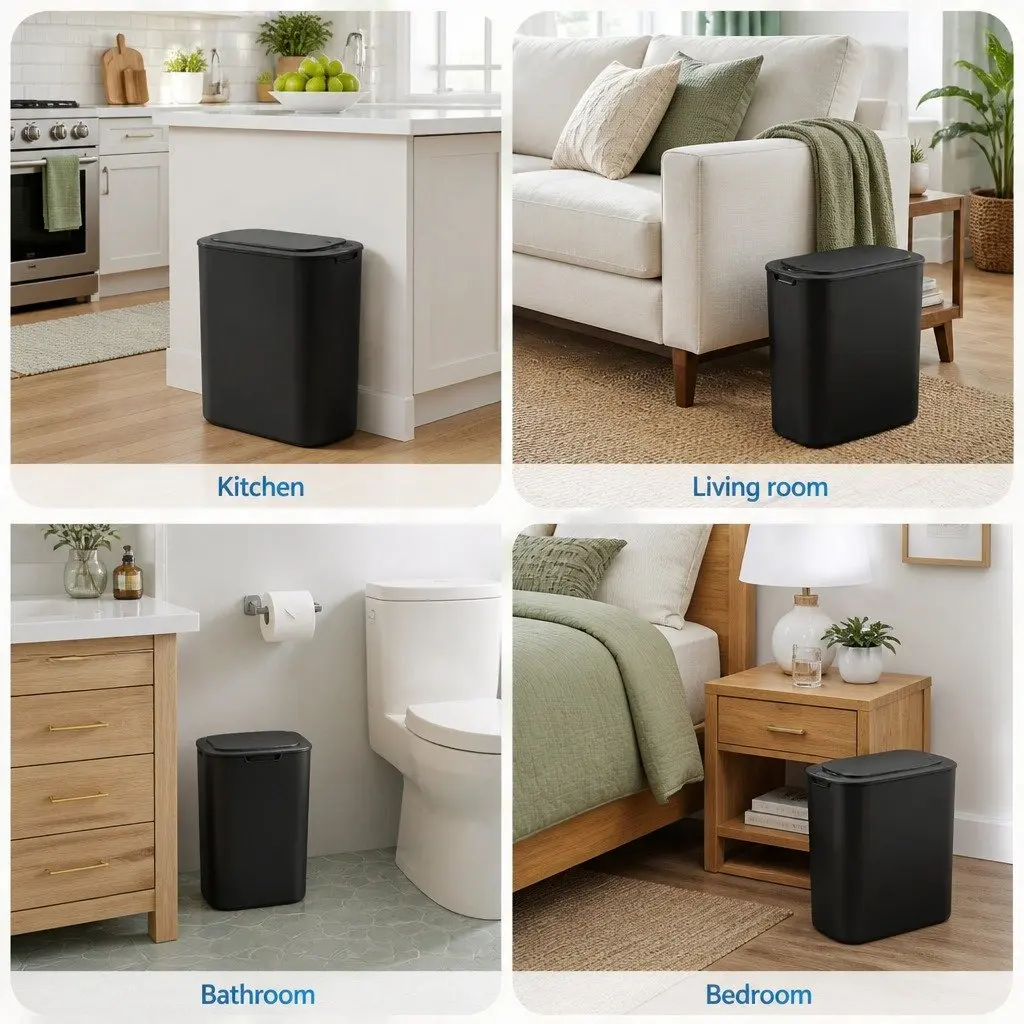Automatic Motion Sensor Trash Bin 11L Black Kitchen Rubbish Can Touchless