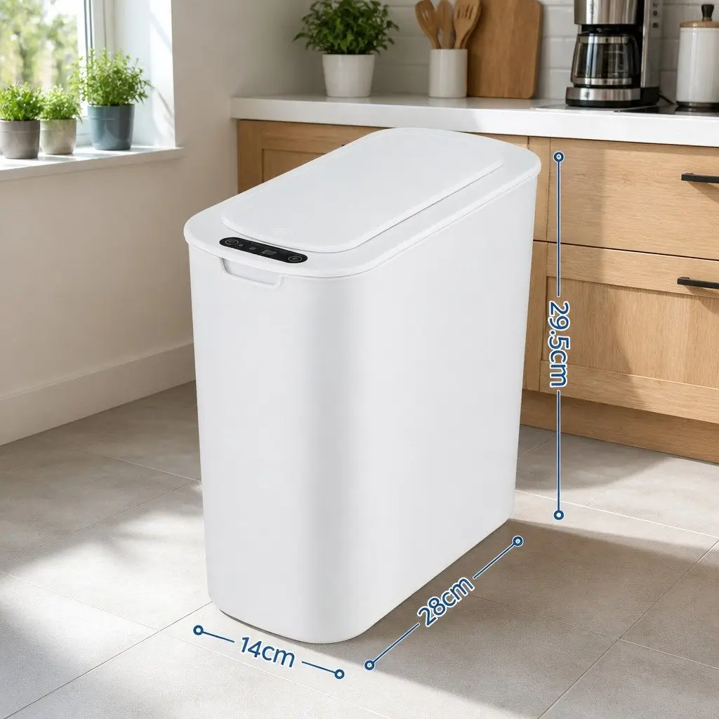 Motion Sensor Trash Bin 11L Touchless Automatic Garbage Can Kitchen Waste Slim