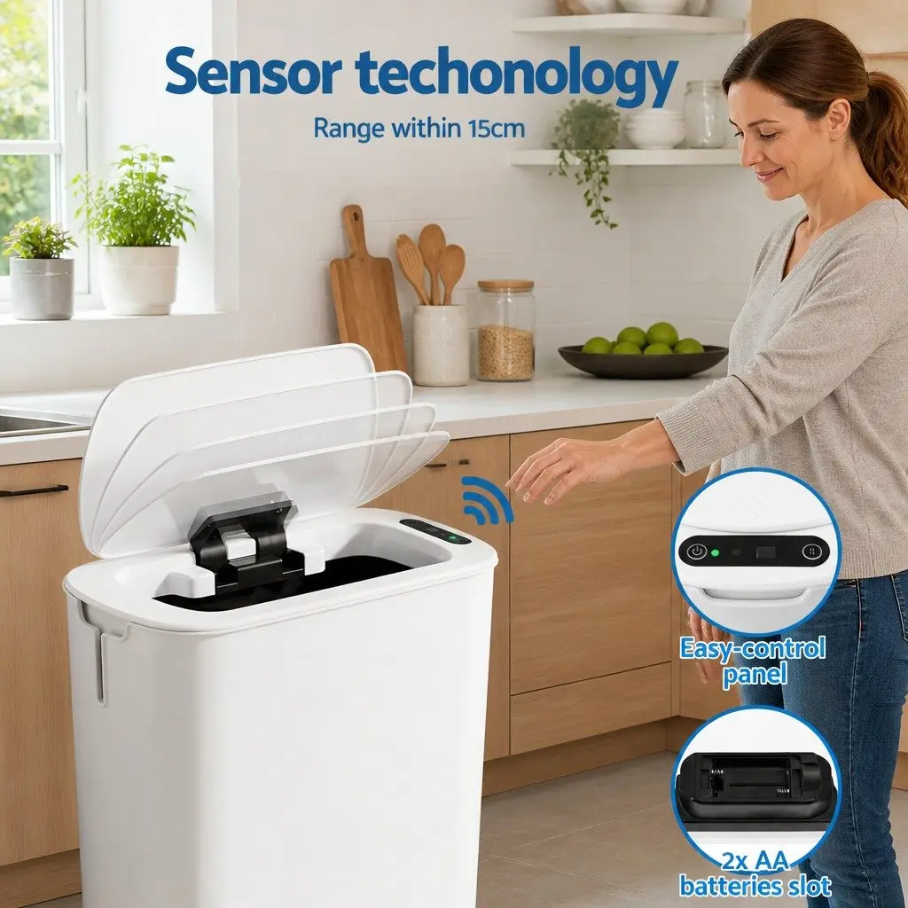 Motion Sensor Trash Bin 11L Touchless Automatic Garbage Can Kitchen Waste Slim