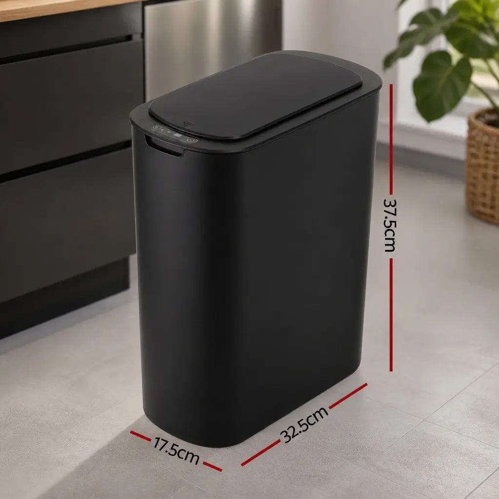 Automatic Motion Sensor Trash Bin 21L Touchless Kitchen Garbage Can Slim Black