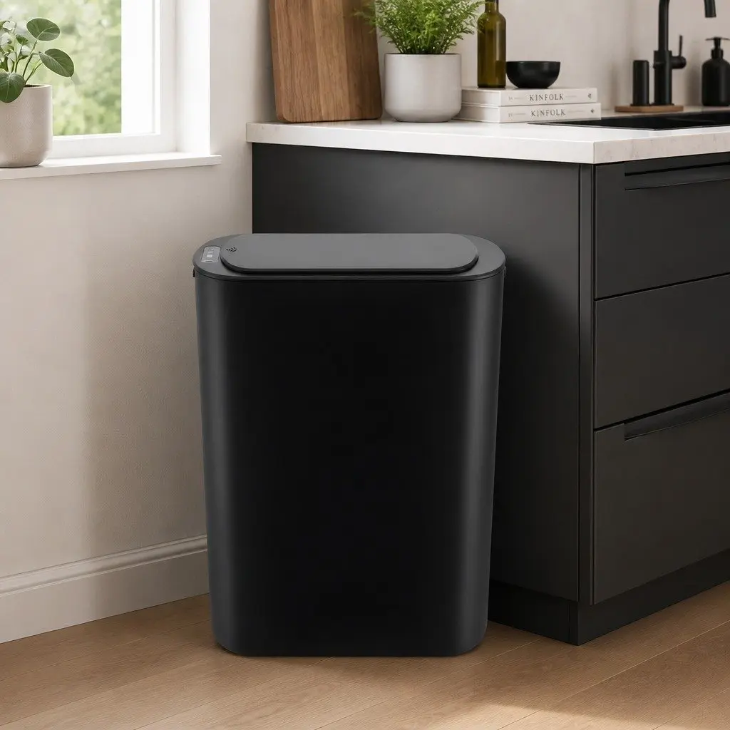 Automatic Motion Sensor Trash Bin 21L Touchless Kitchen Garbage Can Slim Black