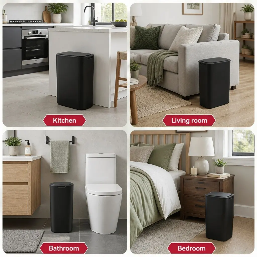 Automatic Motion Sensor Trash Bin 21L Touchless Kitchen Garbage Can Slim Black