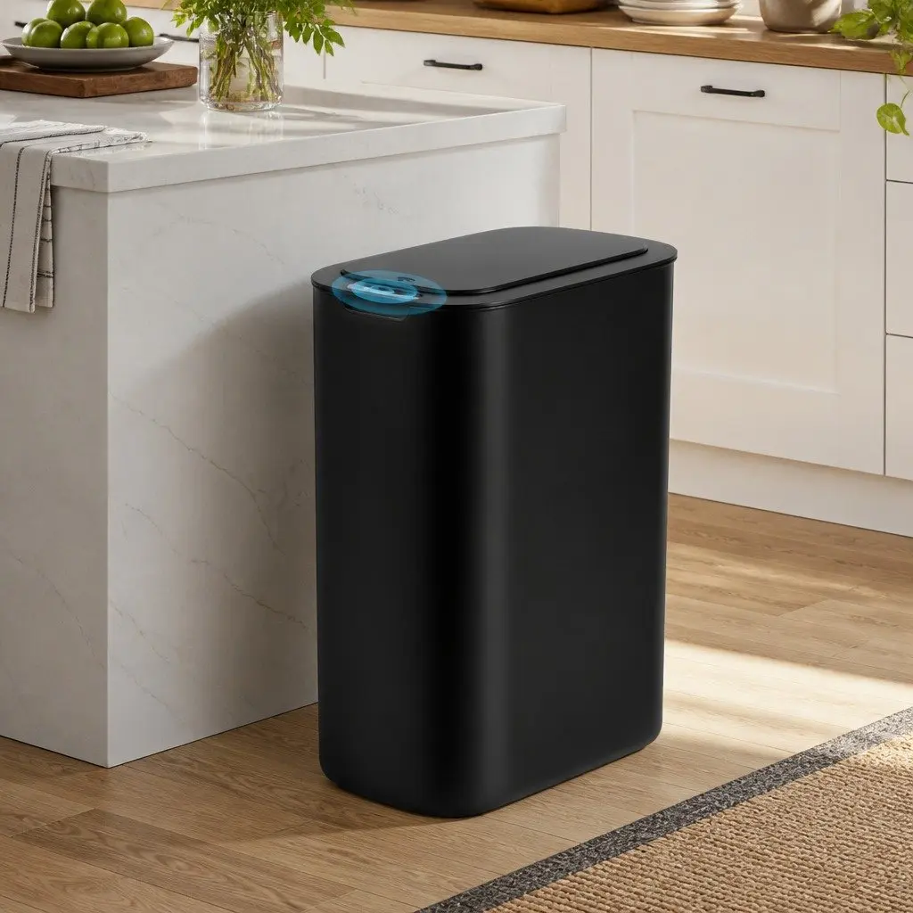 Automatic Motion Sensor Trash Bin 21L Touchless Kitchen Garbage Can Slim Black