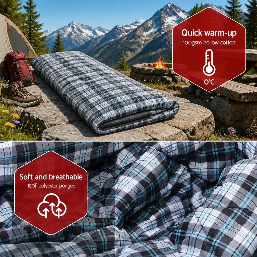Single Sleeping Bag Grey Compact Lightweight Thermal 0°C