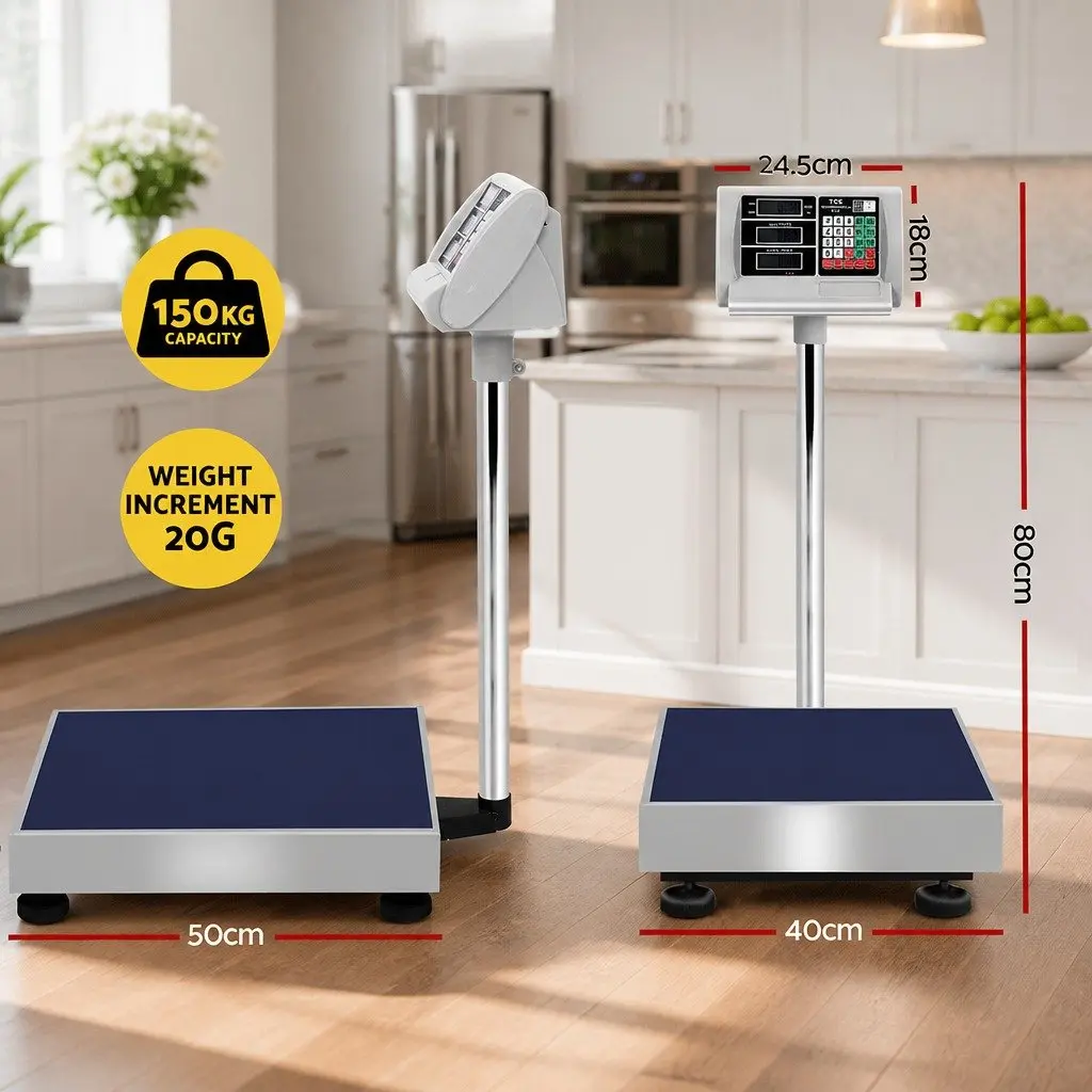 Digital Platform Scale Stainless Steel 150KG Large Backlit LCD Display Kitchen