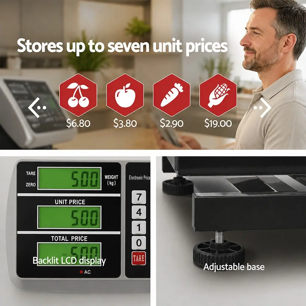 Digital Platform Scale Stainless Steel 150KG Large Backlit LCD Display Kitchen