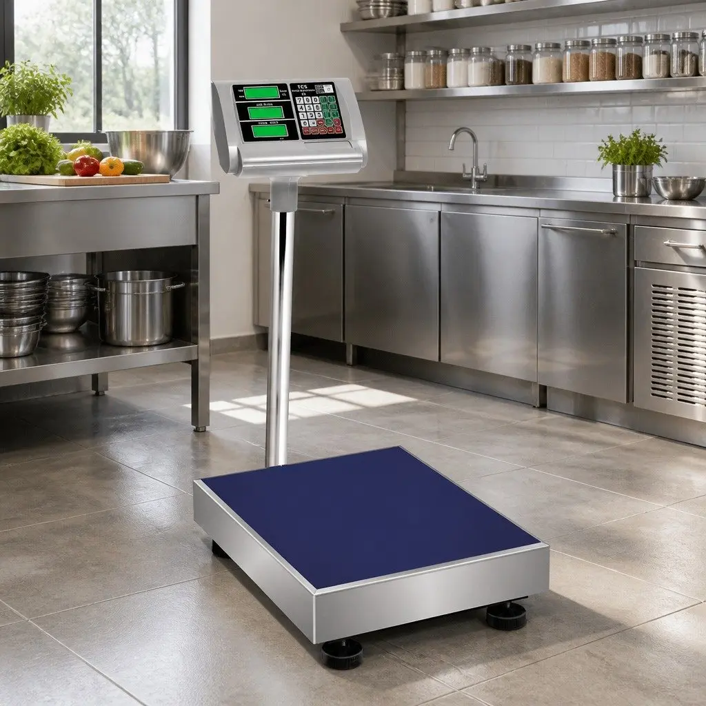 Digital Platform Scale Black 300KG Heavy-duty Accurate Weighing Machine with LCD Display
