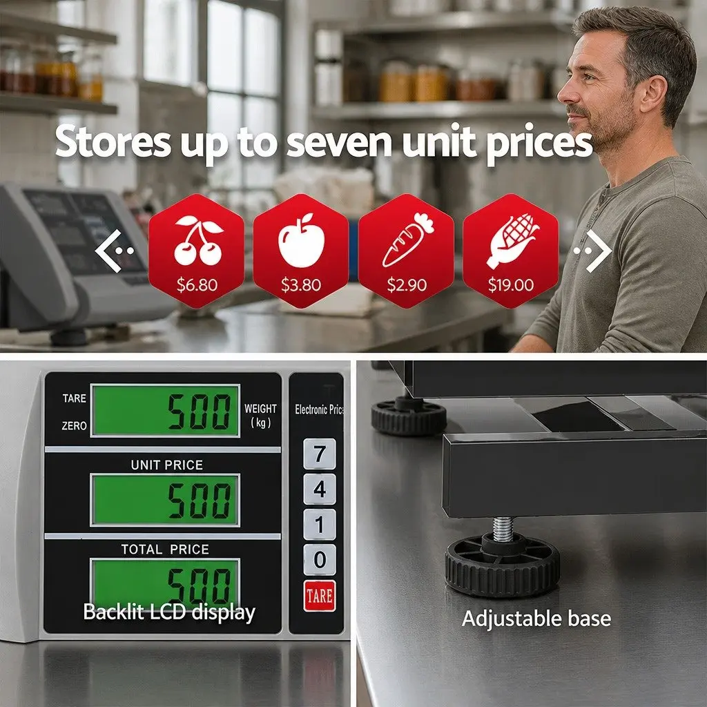 Digital Platform Scale Black 300KG Heavy-duty Accurate Weighing Machine with LCD Display