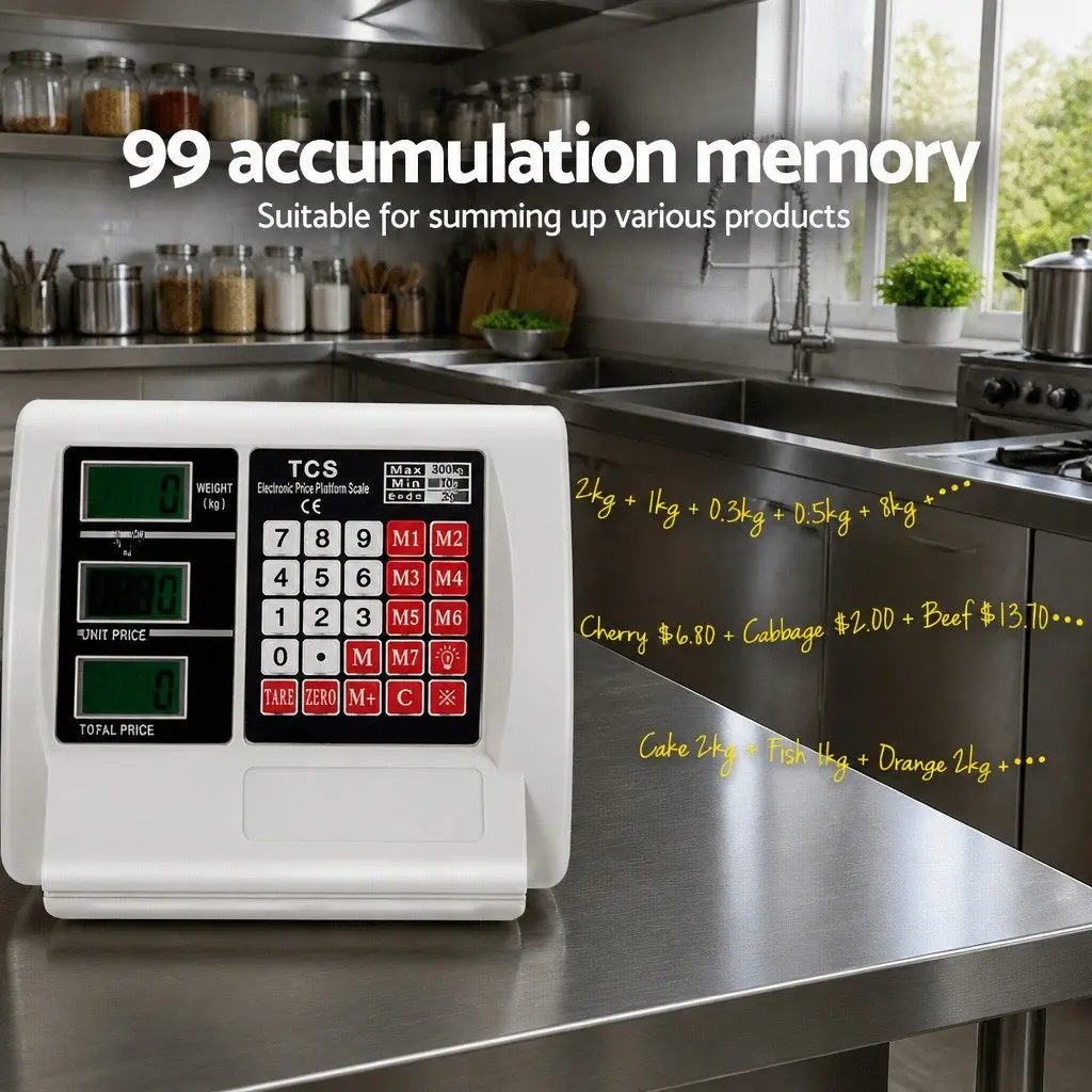 Digital Platform Scale Black 300KG Heavy-duty Accurate Weighing Machine with LCD Display