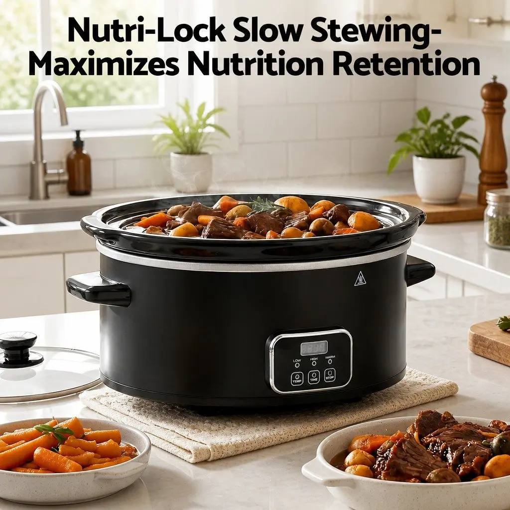 Electric Slow Cooker Black 5.6L Oval 3 Heat Settings Keep Warm Function
