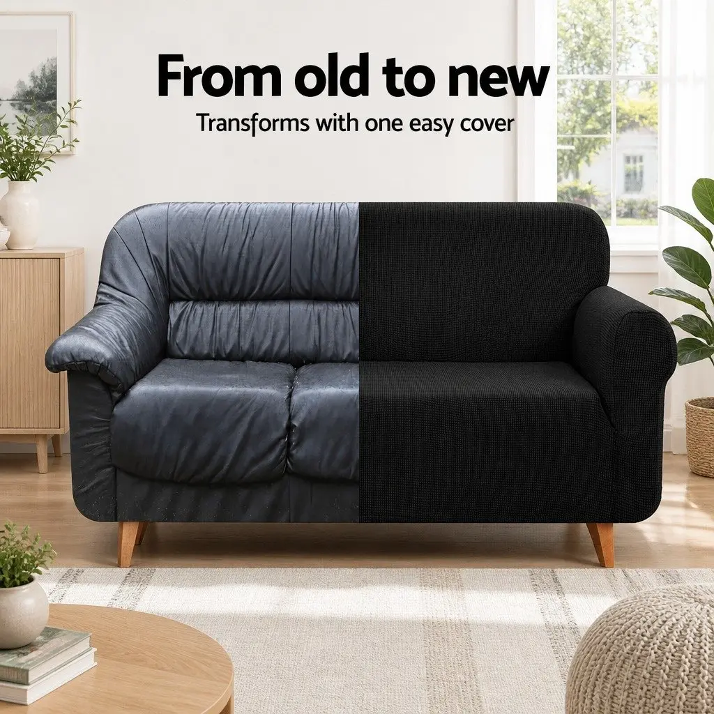 3 Seater Sofa Cover High Stretch Black Couch Protector Furniture Slip Cover