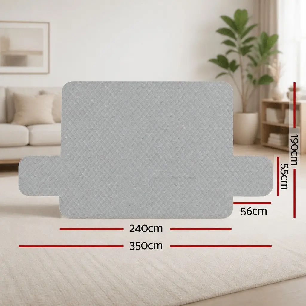 4 Seater Sofa Cover Grey Water Resistant Diamond Quilted Couch Protector