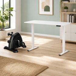 Compact Electric Standing Desk and Pedal Bike