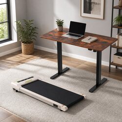 Compact Electric Standing Desk with Integrated Walking Pad