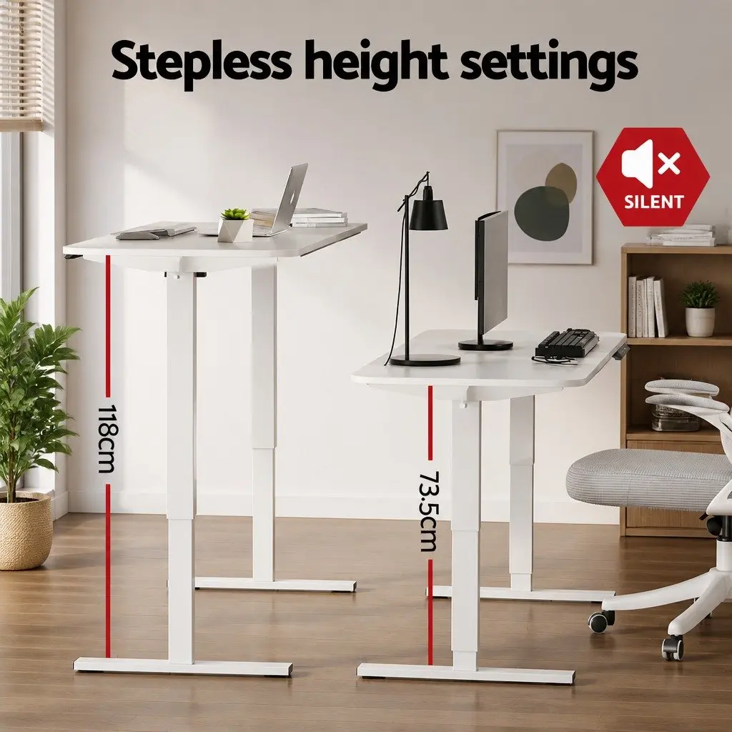 Electric Standing Desk Treadmill Combo White 140cm Motorised Height Adjustable with Bluetooth Control