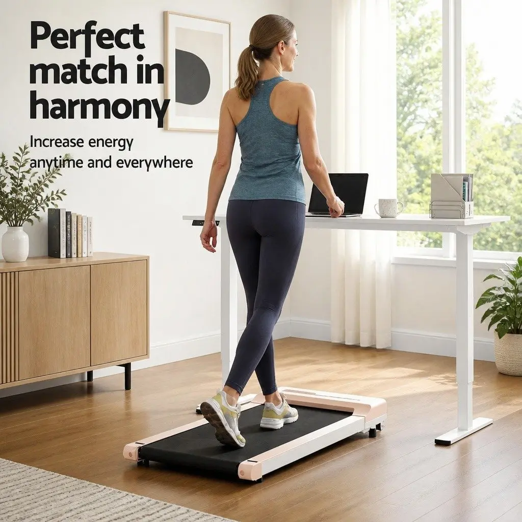 Electric Standing Desk White 120cm Motorised Height Adjustment with Integrated Treadmill Walking Pad