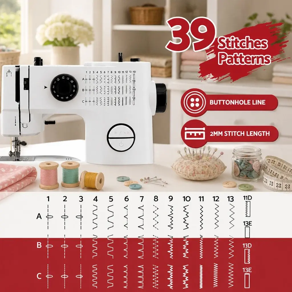 Mini Sewing Machine 39 Stitches Portable Kit Compact Home Craft Lightweight