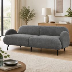 Concise Overview: 3 Seater Sofa in Grey Sherpa Fleece