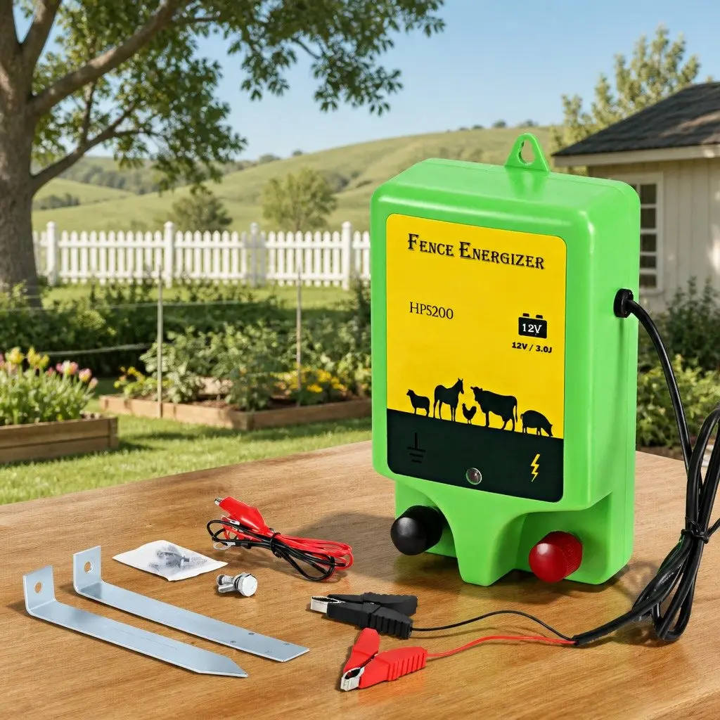 Electric Fence Energiser Green 12V Battery Powered 18km Coverage Safe Pulse Function