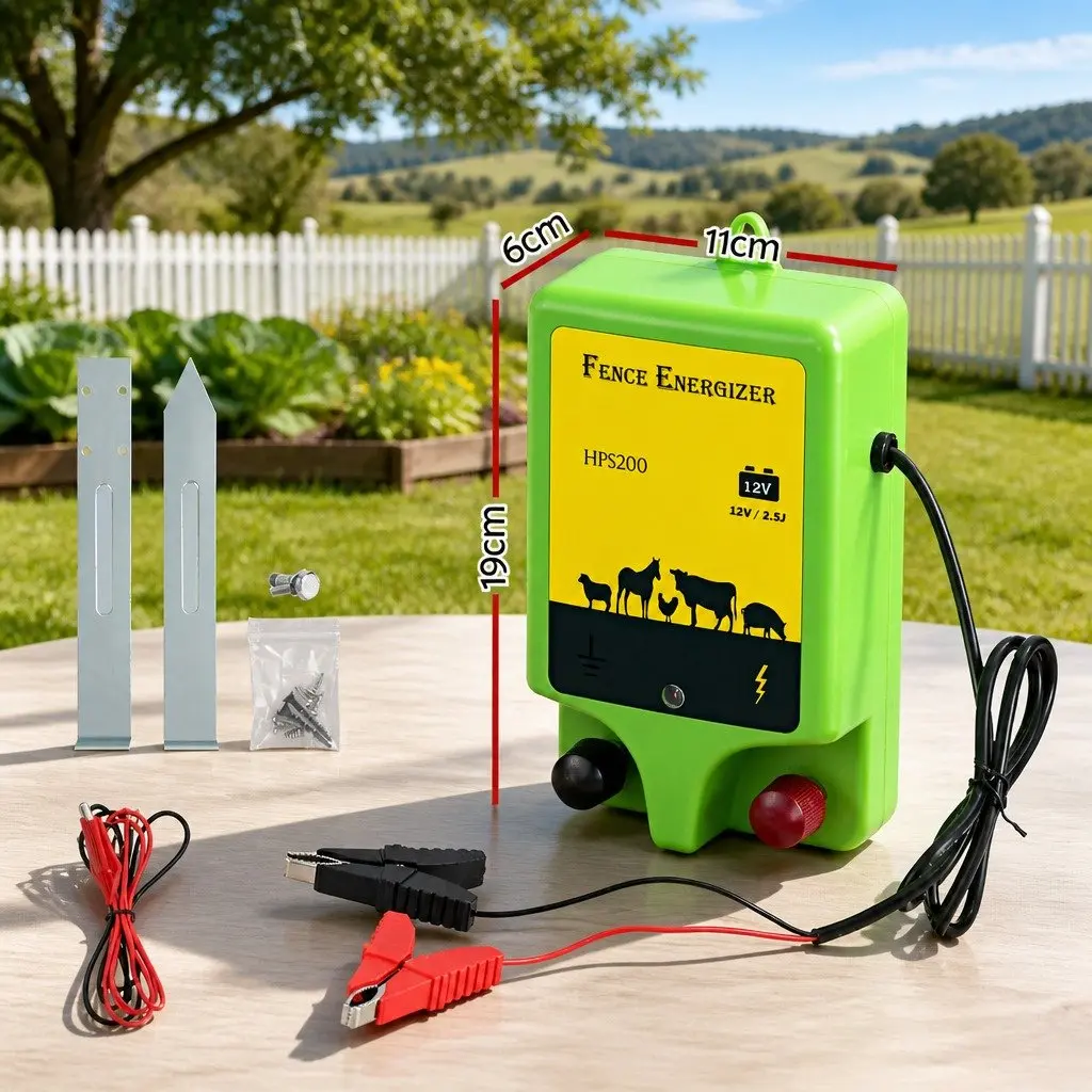 Electric Fence Energiser Green 12V Battery Powered 18km Coverage Safe Pulse Function