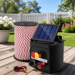 Solar Electric Fence Energiser 5KM Livestock Farm Fencing System Poly Rope Kit