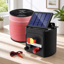 Solar Electric Fence Energiser 5KM Livestock Fencing Charger with 1200M Poly