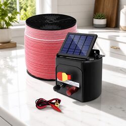 Solar Electric Fence Energiser 5KM Livestock Farm Fencing with 2000M Poly Tape