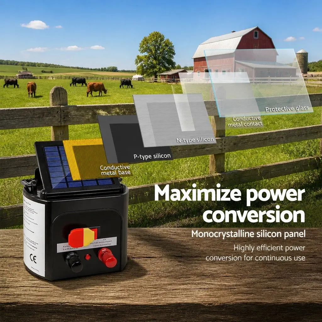 Solar Electric Fence Energiser 3KM Livestock Farm Animal Control Kit Polytape