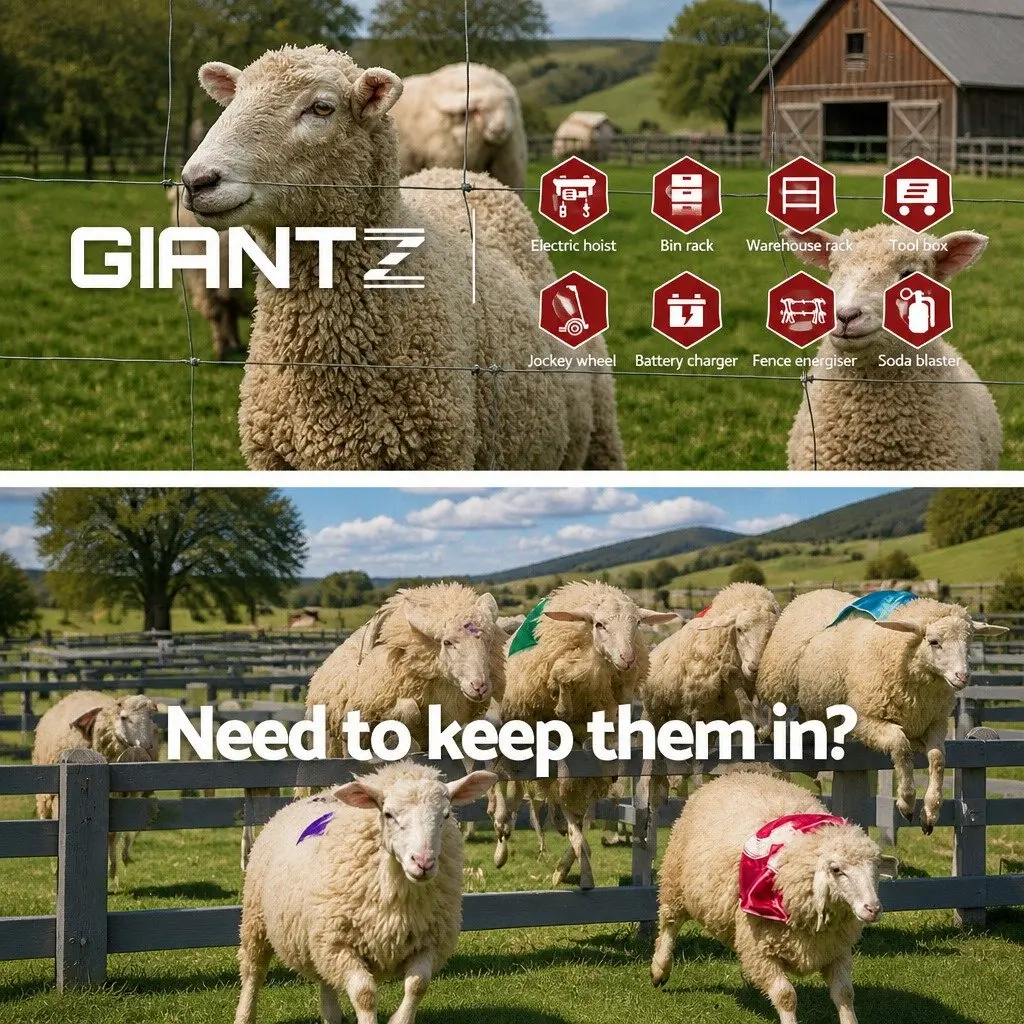 Solar Electric Fence Energiser Red and White 8km Solar-powered Compact System with 500m Polywire