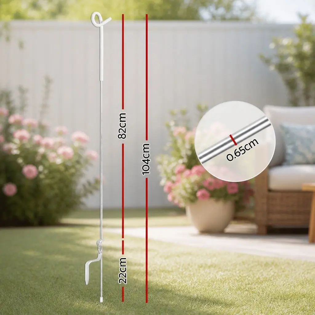 Electric Fence Pigtail Posts Silver White 104 cm Durable Steel Construction