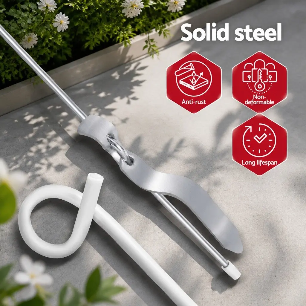 Electric Fence Pigtail Posts Silver White 104 cm Durable Steel Construction