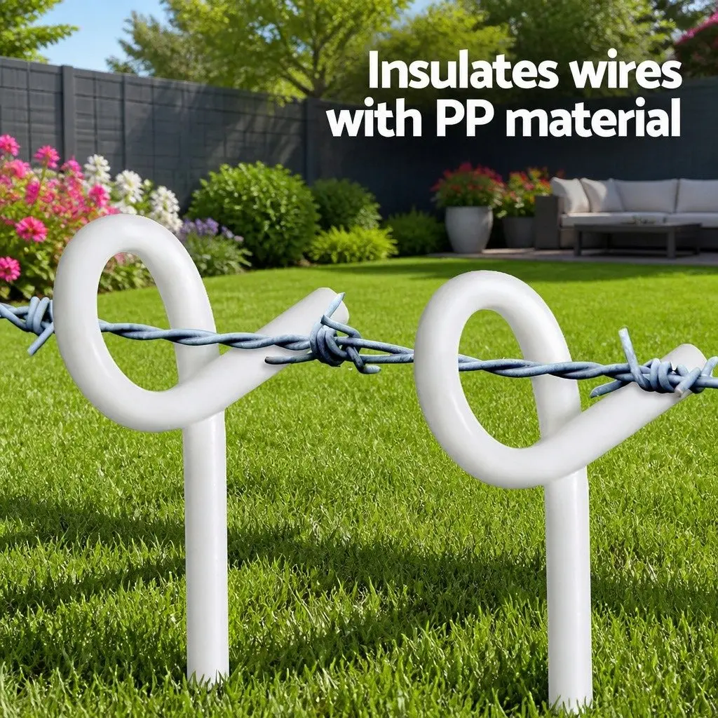 Electric Fence Pigtail Posts Silver White 104 cm Durable Steel Construction