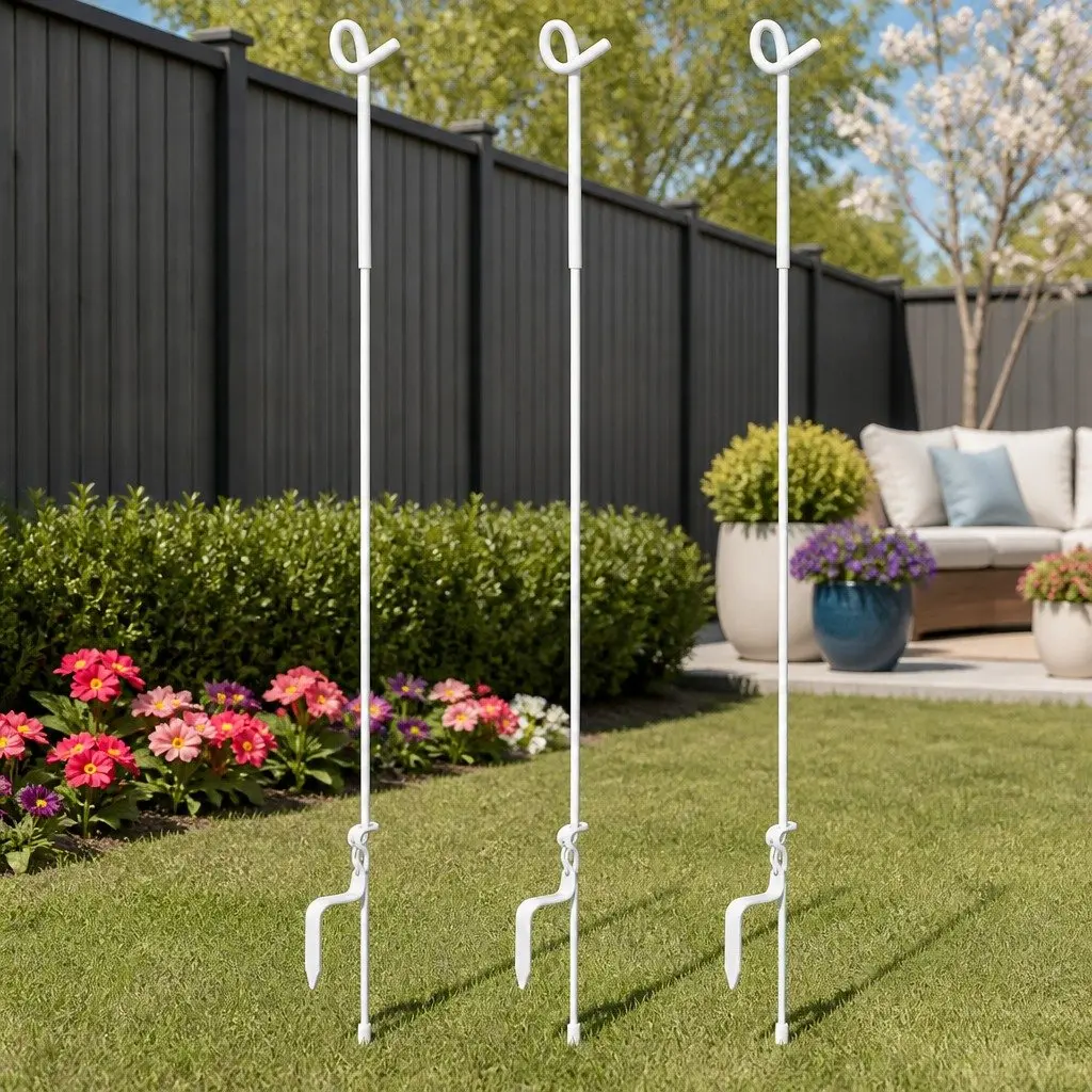 Electric Fence Pigtail Posts Silver White 104 cm Durable Steel Construction