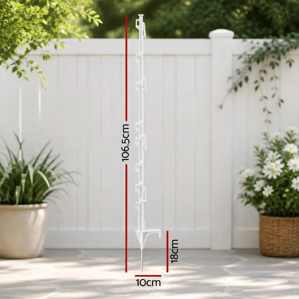 Electric Fence Posts White 106.5cm 8 Wire Positions Temporary Fencing
