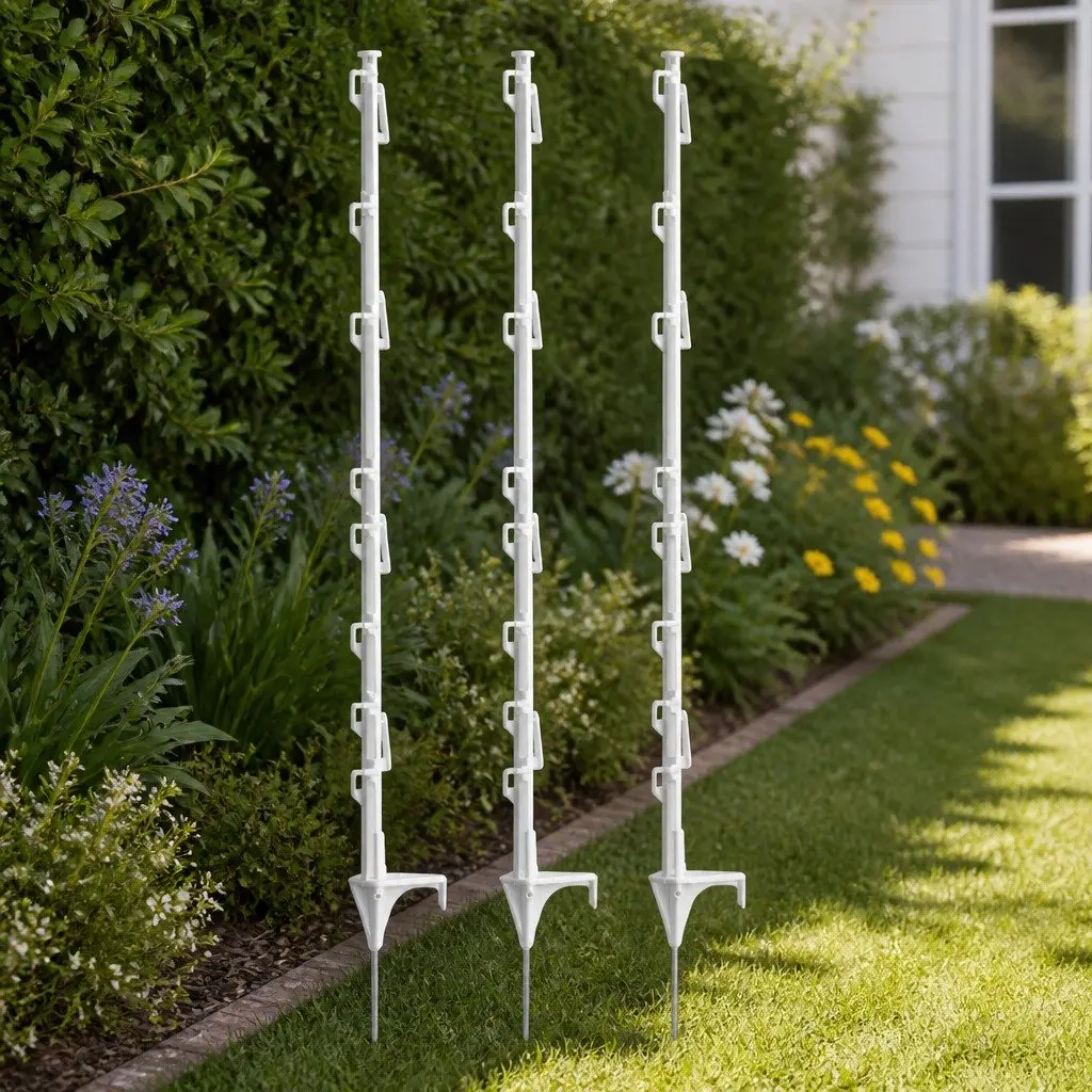 Electric Fence Posts White 106.5cm 8 Wire Positions Temporary Fencing