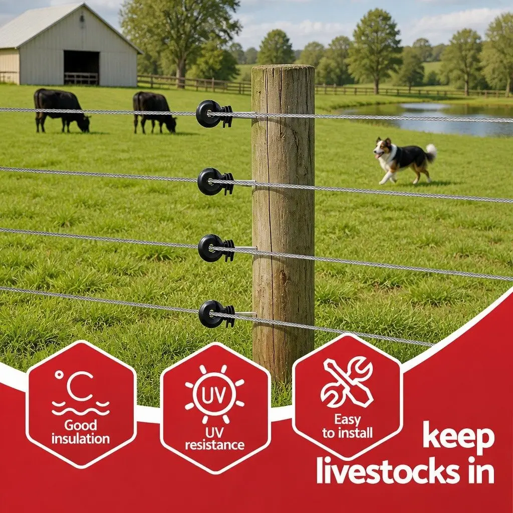 Electric Fence Ring Insulators Black Screw in Stand off Insulator