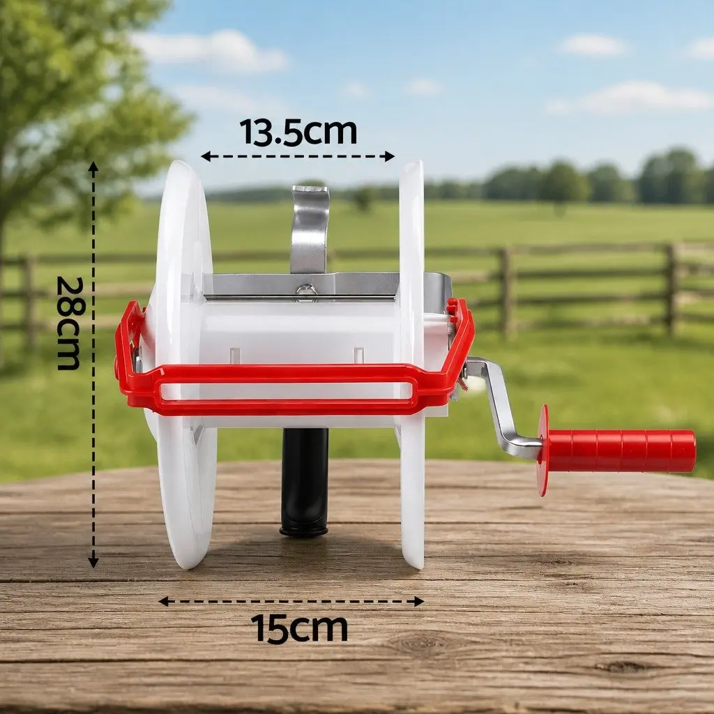 Electric Fence Reel Geared Portable Polywire Fencing Farm Tool White