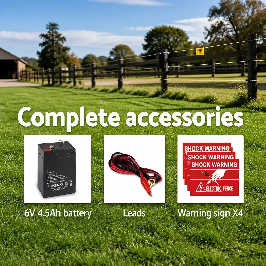 Solar Electric Fence Energiser 3km Range 0.1J Livestock Animal Control Charger