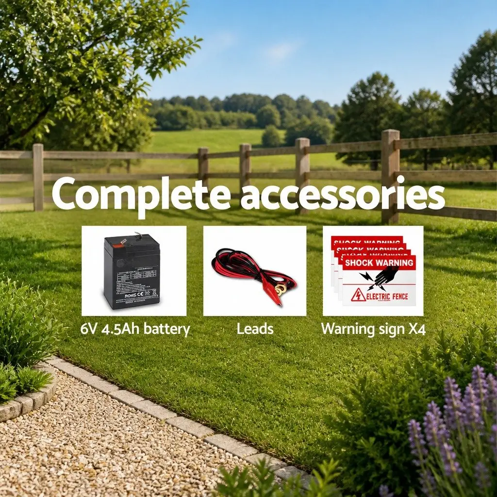 Solar Electric Fence Energiser 3km Range 0.1J Livestock Animal Control Charger