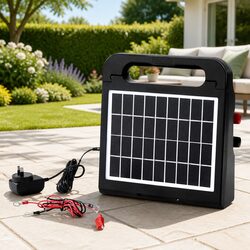 Solar Electric Fence Energiser 10km Farm Animal Charger Black Water-Resistant