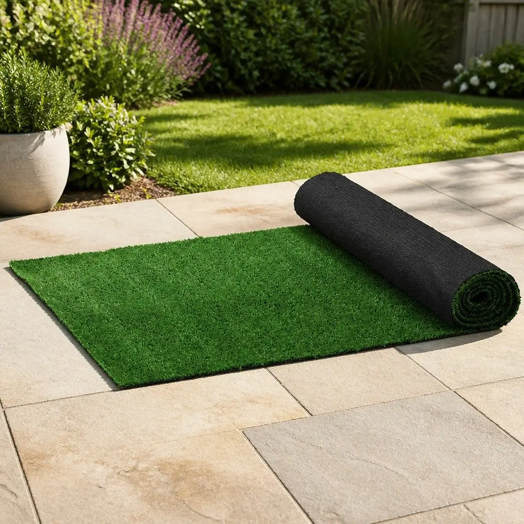 Artificial Grass Synthetic Turf Olive Green 1x20m 17mm Pile Height Durable Low Maintenance
