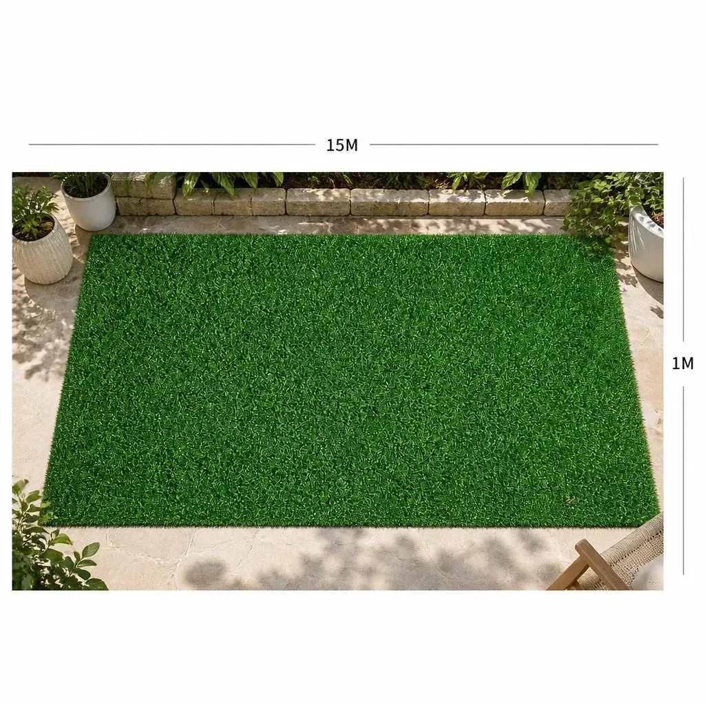 Artificial Grass Green 1x15m Realistic Turf for Garden Lawn Indoor Outdoor