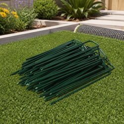 Synthetic Grass Pins U-Shape Garden Turf Fixing Anchors 100PCS Steel Green Lawn