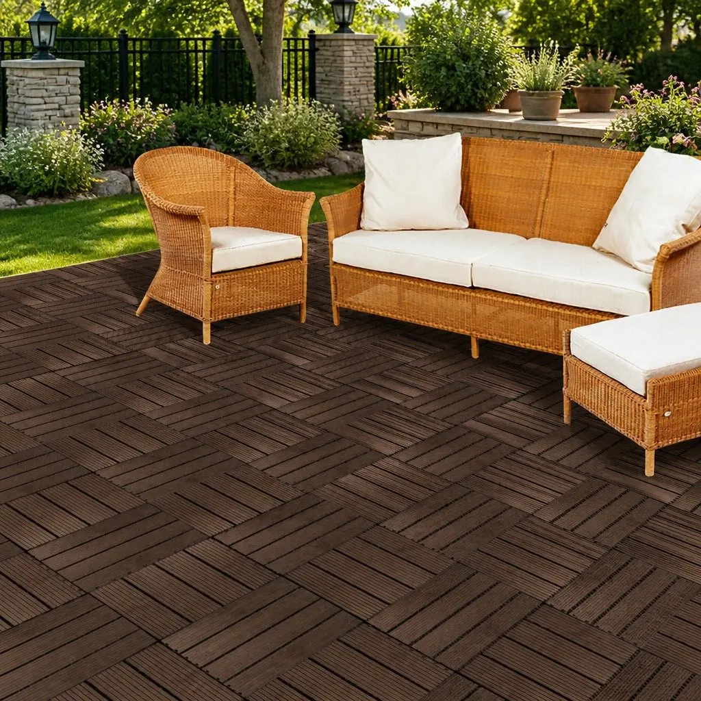 Interlocking Floor Tiles Plastic Decking Outdoor Balcony Patio Garden 30cm