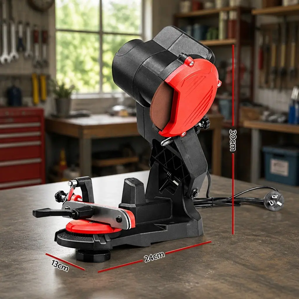 Electric Chainsaw Sharpener Red Bench Mount Grinder Tool 240V 5500RPM
