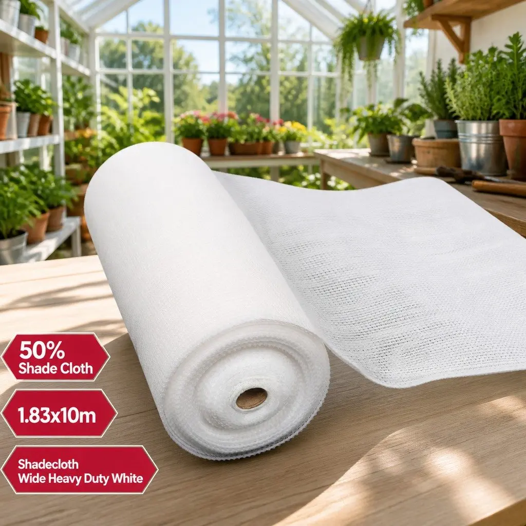 Shade Cloth White 1.83m x 10m Heavy Duty UV-Stabilised for Garden Greenhouse