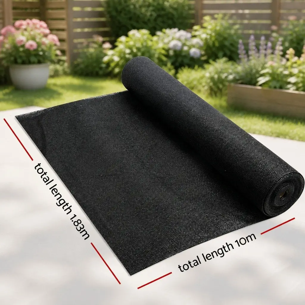 Shade Cloth Black 1.83m x 10m 90% Shade Block UV-Stabilised HPDE Knitted Fabric