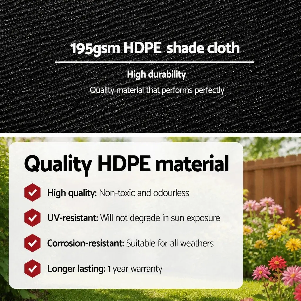 Shade Cloth Black 1.83m x 10m 90% Shade Block UV-Stabilised HPDE Knitted Fabric